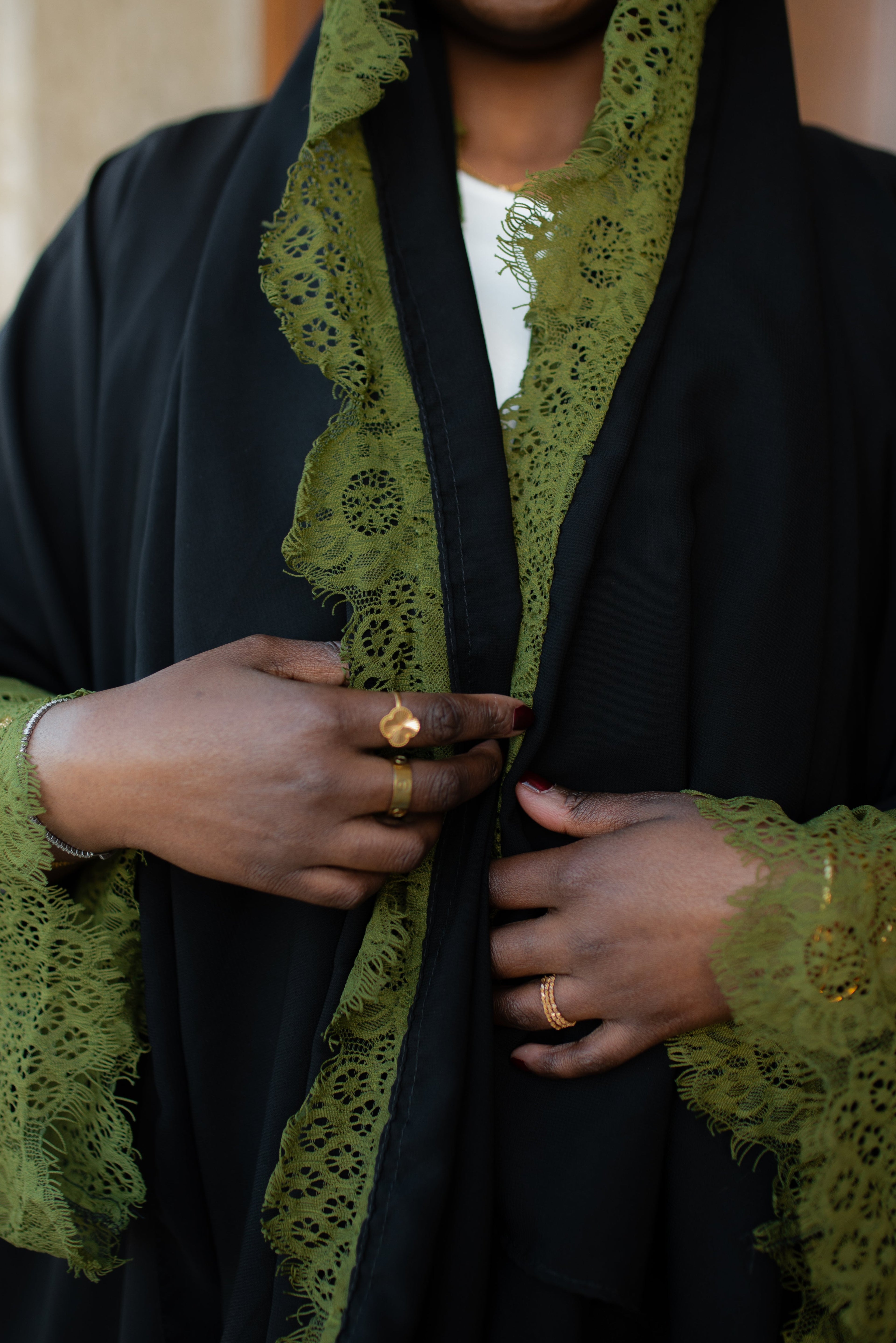 Green Lace Abaya