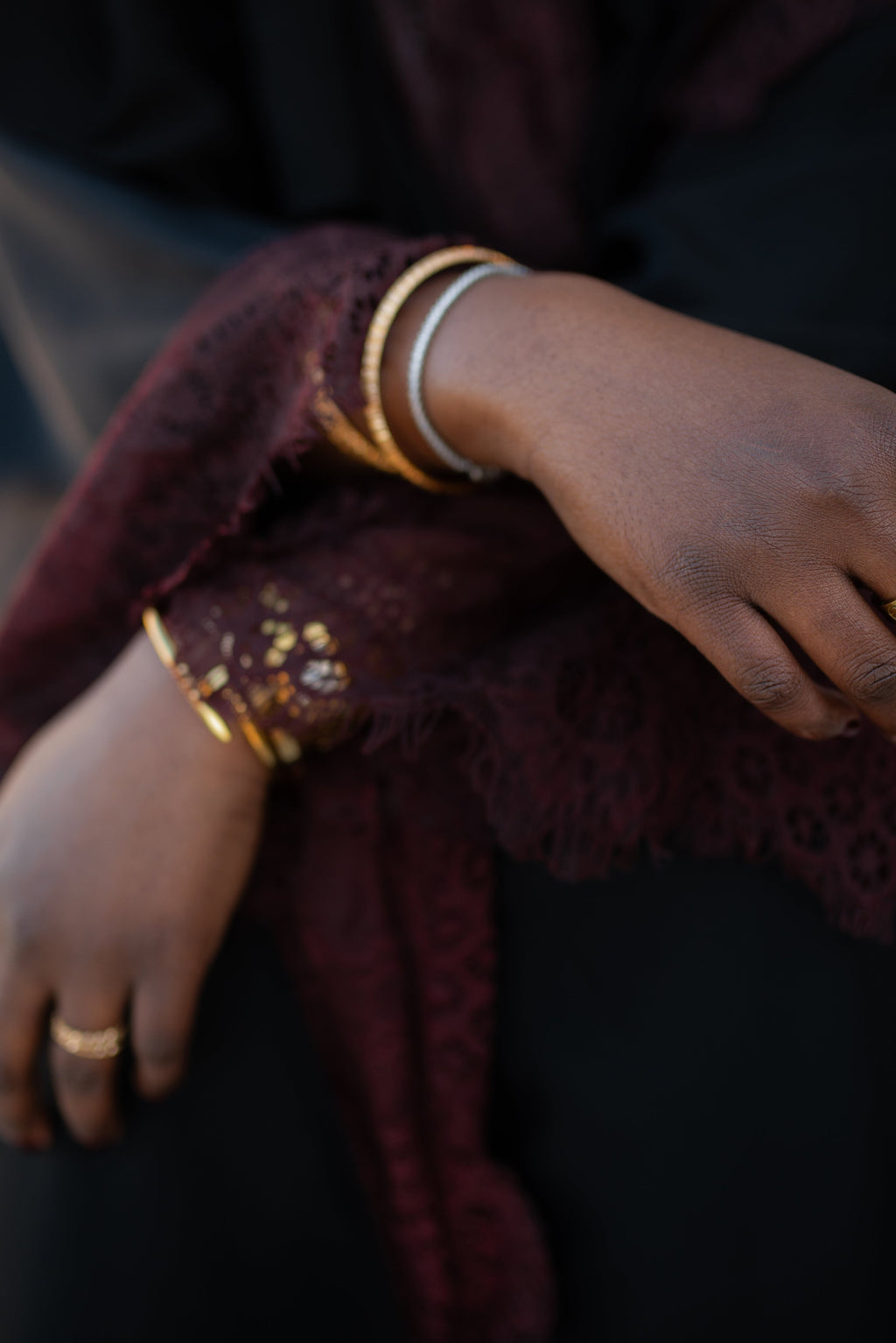 Maroon Lace Abaya