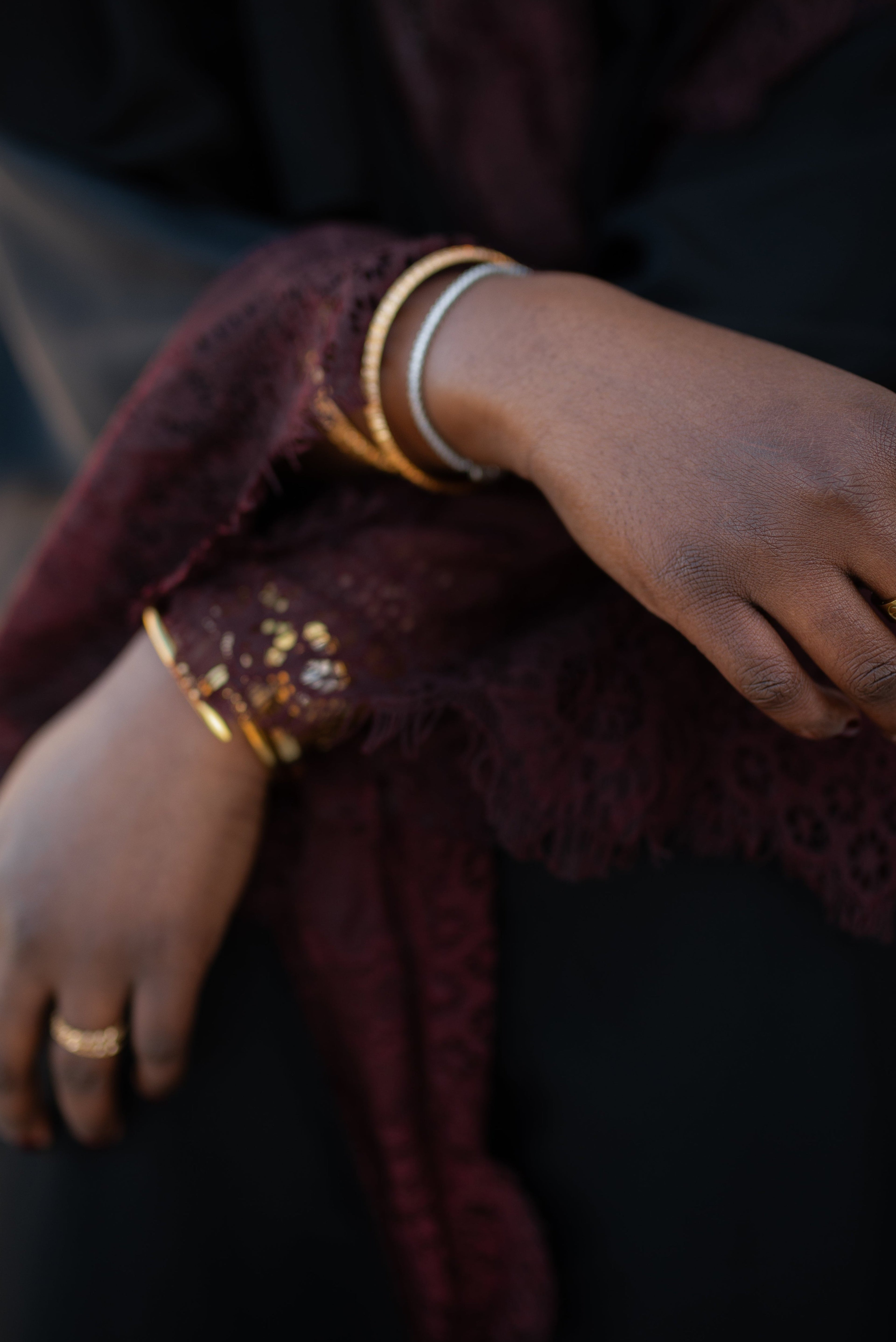 Maroon Lace Abaya